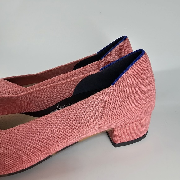 Rothy's The Block Heel Womens 8 Coral Knit Pointed Toe Heel Shoes Office Light - Picture 4 of 8